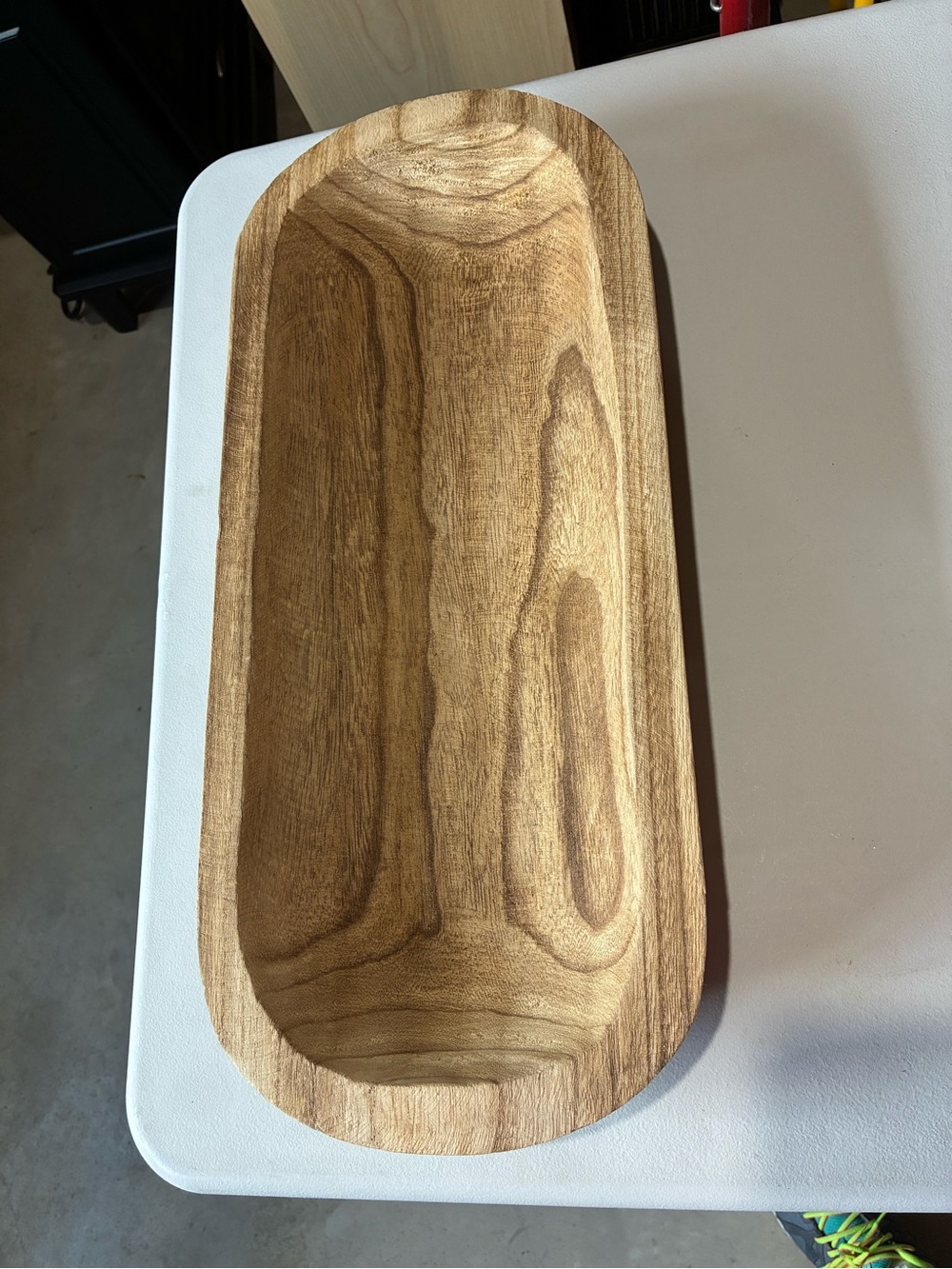 Hand-Carved Large Wooden Dough Bowl - Natural Wood